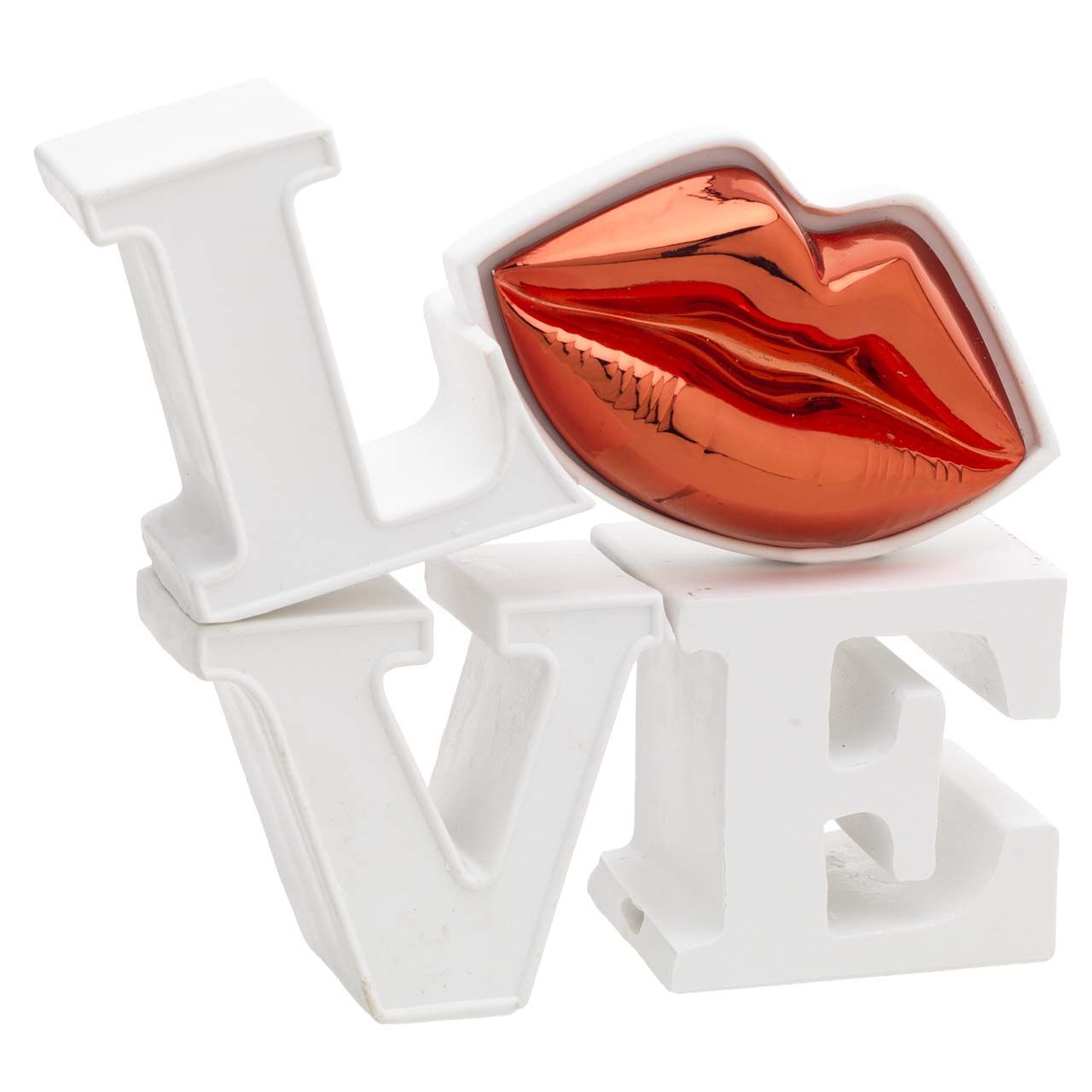 SCULTURA LOVE grande con bocca rossa 16x15CM